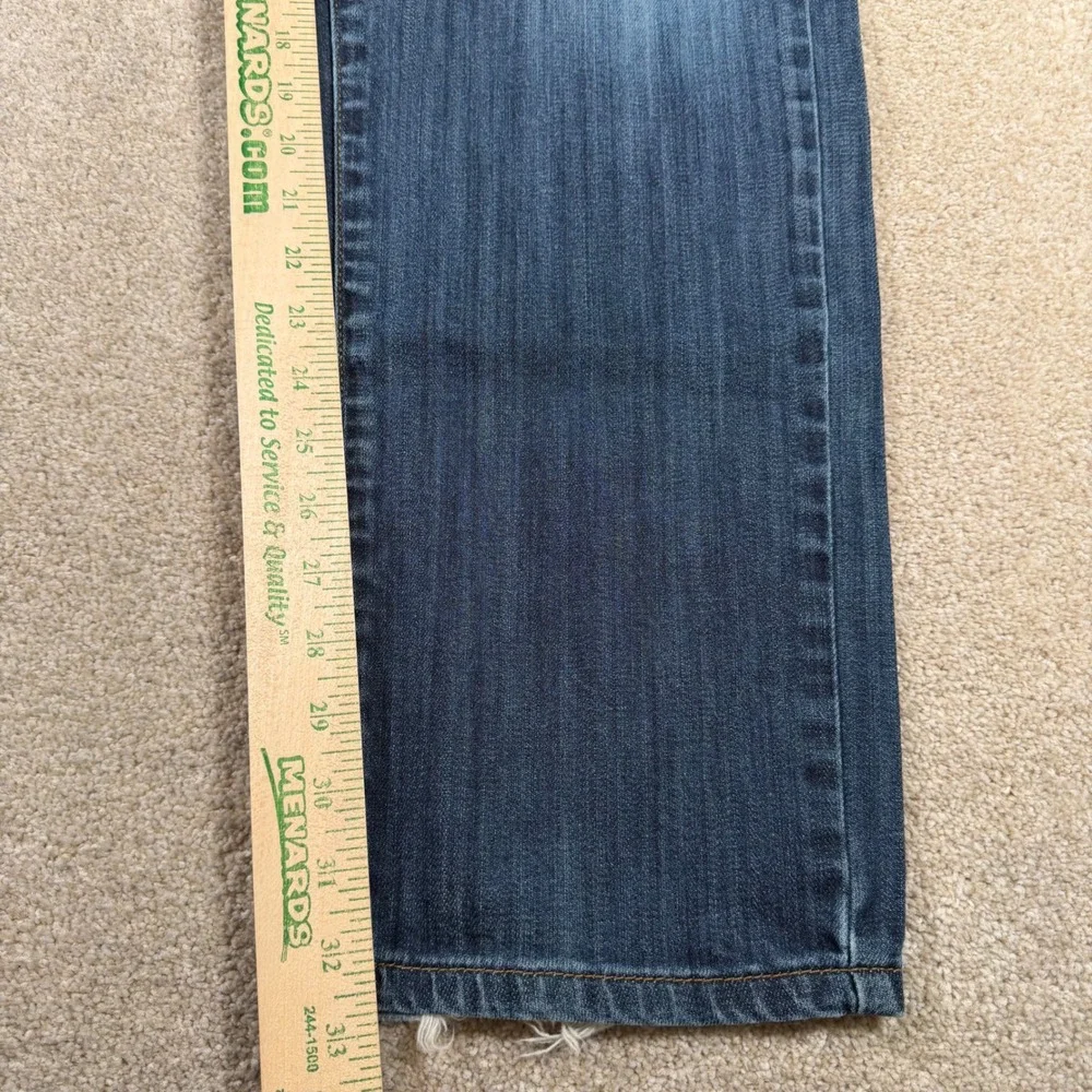 Lucky Brand 221 Original Straight Jeans Mens 34x32 Blue Distressed‎ Worn Hems